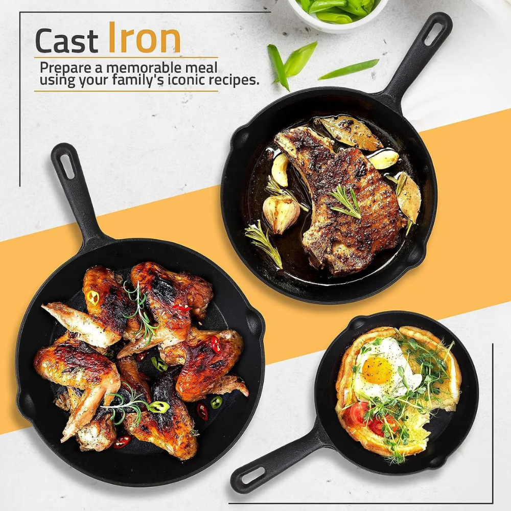 3-Piece, Non-Stick, Cast Iron Set