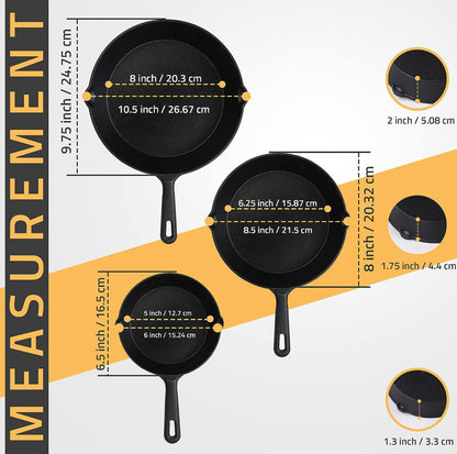 3-Piece, Non-Stick, Cast Iron Set